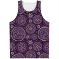 Purple Bohemian Mandala Pattern Print Men's Tank Top