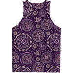 Purple Bohemian Mandala Pattern Print Men's Tank Top