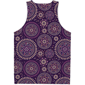 Purple Bohemian Mandala Pattern Print Men's Tank Top