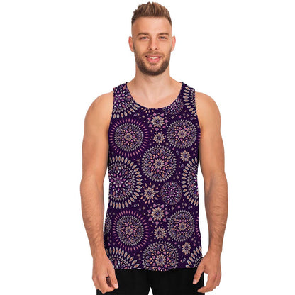 Purple Bohemian Mandala Pattern Print Men's Tank Top