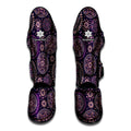 Purple Bohemian Mandala Pattern Print Muay Thai Shin Guards