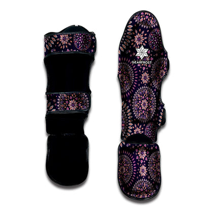 Purple Bohemian Mandala Pattern Print Muay Thai Shin Guard
