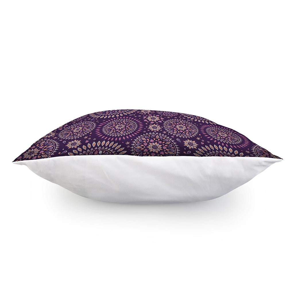 Purple Bohemian Mandala Pattern Print Pillow Cover