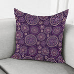 Purple Bohemian Mandala Pattern Print Pillow Cover