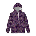 Purple Bohemian Mandala Pattern Print Pullover Hoodie
