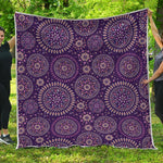 Purple Bohemian Mandala Pattern Print Quilt