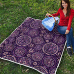 Purple Bohemian Mandala Pattern Print Quilt