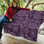 Purple Bohemian Mandala Pattern Print Quilt