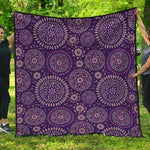 Purple Bohemian Mandala Pattern Print Quilt