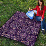 Purple Bohemian Mandala Pattern Print Quilt