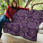 Purple Bohemian Mandala Pattern Print Quilt