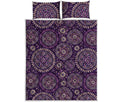 Purple Bohemian Mandala Pattern Print Quilt Bed Set