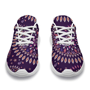 Purple Bohemian Mandala Pattern Print Sport Shoes GearFrost