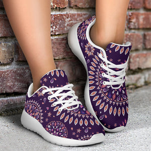 Purple Bohemian Mandala Pattern Print Sport Shoes GearFrost