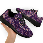 Purple Bohemian Mandala Pattern Print Sport Shoes GearFrost