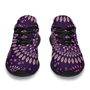 Purple Bohemian Mandala Pattern Print Sport Shoes GearFrost