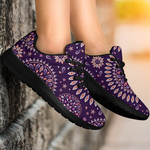 Purple Bohemian Mandala Pattern Print Sport Shoes GearFrost