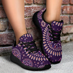 Purple Bohemian Mandala Pattern Print Sport Shoes GearFrost