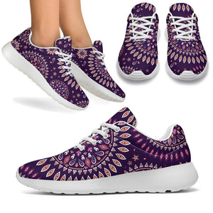 Purple Bohemian Mandala Pattern Print Sport Shoes GearFrost