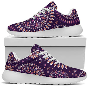 Purple Bohemian Mandala Pattern Print Sport Shoes GearFrost