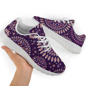 Purple Bohemian Mandala Pattern Print Sport Shoes GearFrost