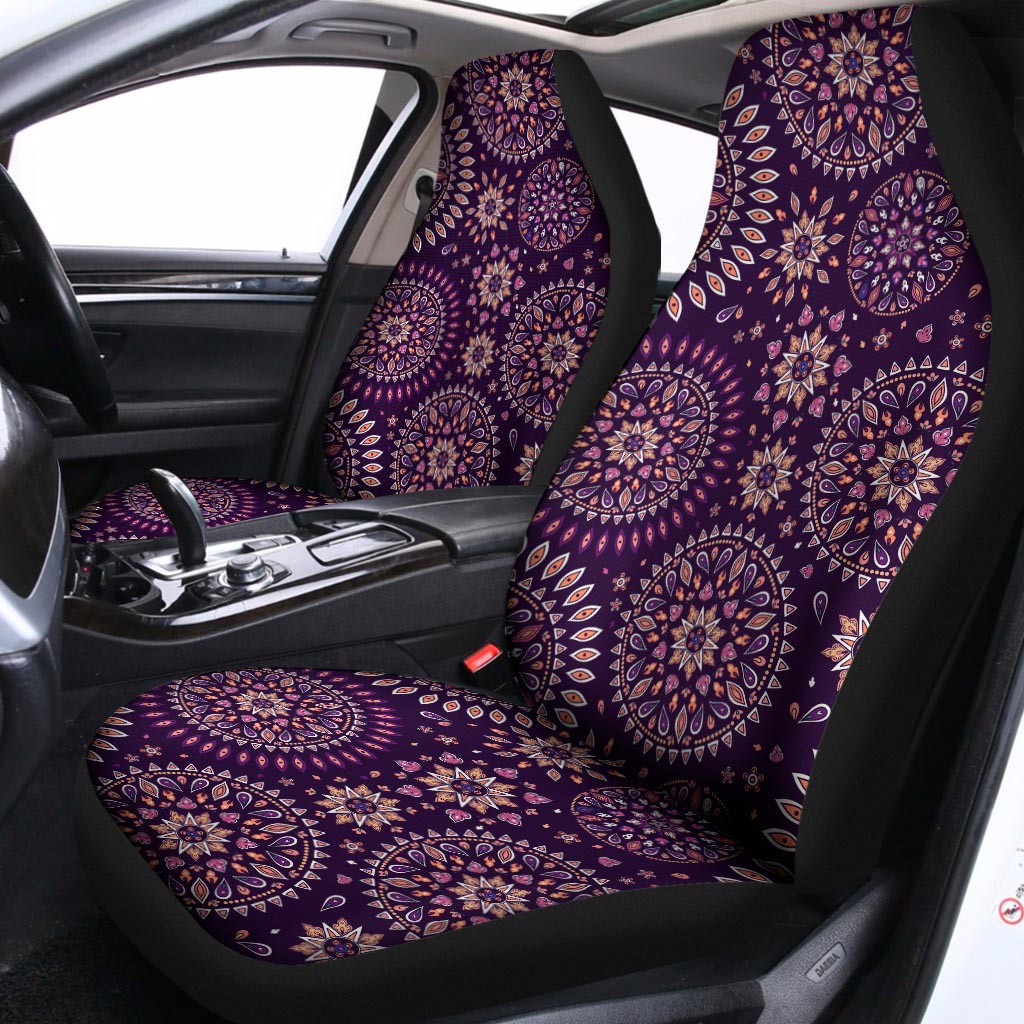 Purple Bohemian Mandala Pattern Print Universal Fit Car Seat Covers