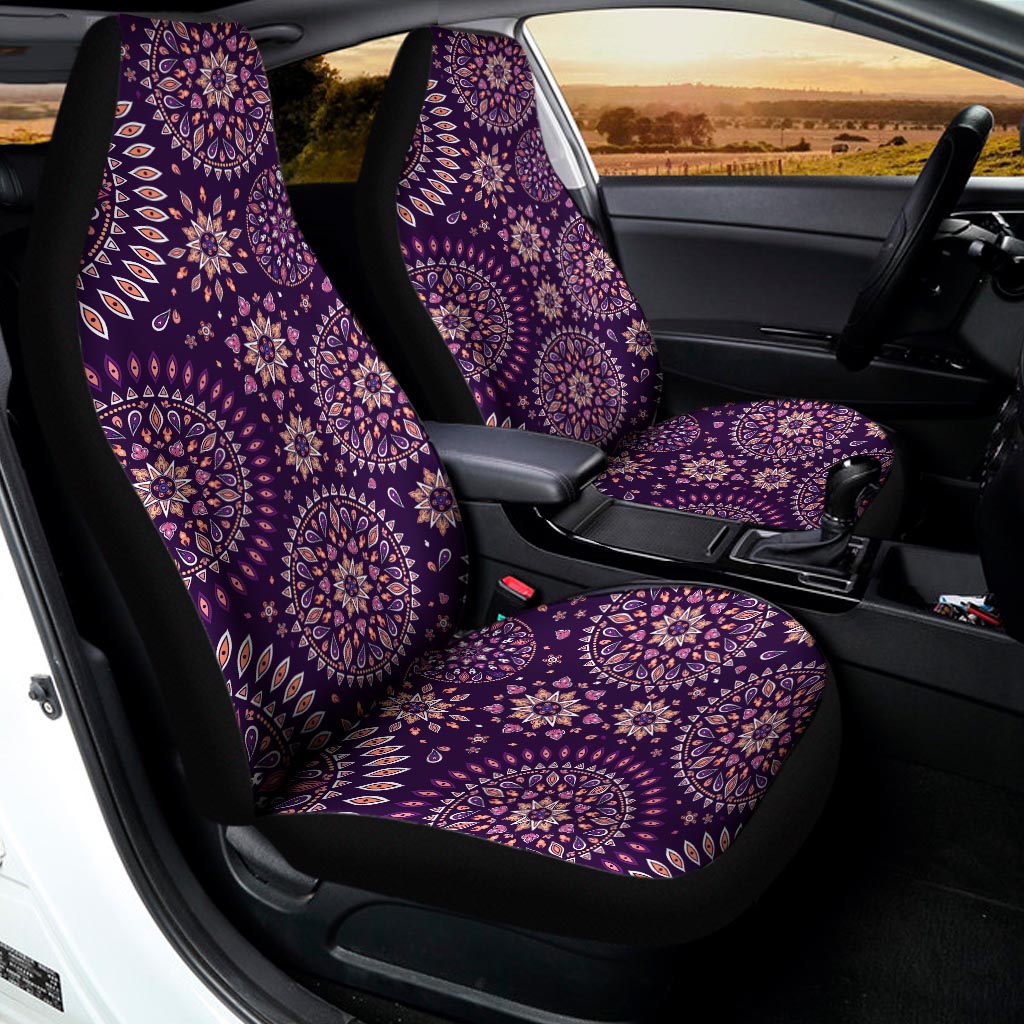 Purple Bohemian Mandala Pattern Print Universal Fit Car Seat Covers