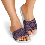 Purple Bohemian Mandala Pattern Print White Slide Sandals
