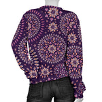 Purple Bohemian Mandala Pattern Print Women's Crewneck Sweatshirt GearFrost
