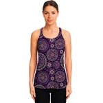 Purple Bohemian Mandala Pattern Print Women's Racerback Tank Top