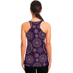 Purple Bohemian Mandala Pattern Print Women's Racerback Tank Top