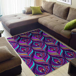Purple Bohemian Peacock Feather Print Area Rug GearFrost