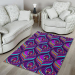 Purple Bohemian Peacock Feather Print Area Rug GearFrost