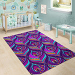 Purple Bohemian Peacock Feather Print Area Rug GearFrost