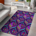 Purple Bohemian Peacock Feather Print Floor Mat