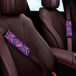 Purple Bohemian Peacock Feather Print Car Seat Belt Covers