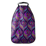Purple Bohemian Peacock Feather Print Car Seat Organizers