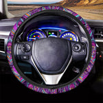 Purple Bohemian Peacock Feather Print Car Steering Wheel Cover