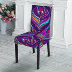 Purple Bohemian Peacock Feather Print Dining Chair Slipcover