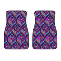 Purple Bohemian Peacock Feather Print Front Car Floor Mats