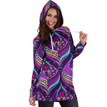 Purple Bohemian Peacock Feather Print Hoodie Dress GearFrost