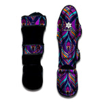 Purple Bohemian Peacock Feather Print Muay Thai Shin Guard