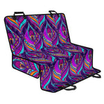 Purple Bohemian Peacock Feather Print Pet Car Back Seat Cover