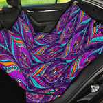 Purple Bohemian Peacock Feather Print Pet Car Back Seat Cover