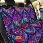 Purple Bohemian Peacock Feather Print Pet Car Back Seat Cover