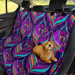 Purple Bohemian Peacock Feather Print Pet Car Back Seat Cover