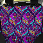 Purple Bohemian Peacock Feather Print Pet Car Back Seat Cover