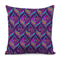 Purple Bohemian Peacock Feather Print Pillow Cover