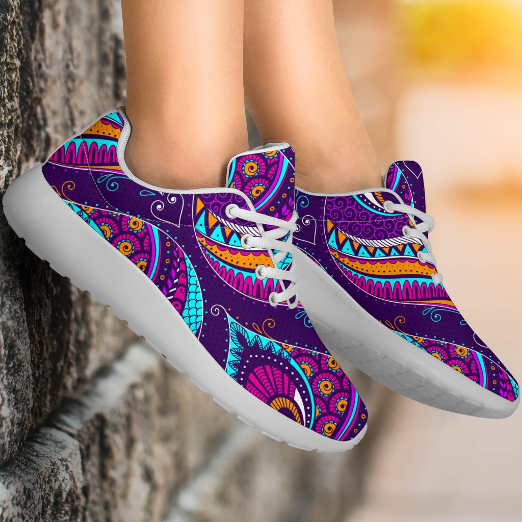 Purple Bohemian Peacock Feather Print Sport Shoes GearFrost