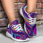 Purple Bohemian Peacock Feather Print Sport Shoes GearFrost